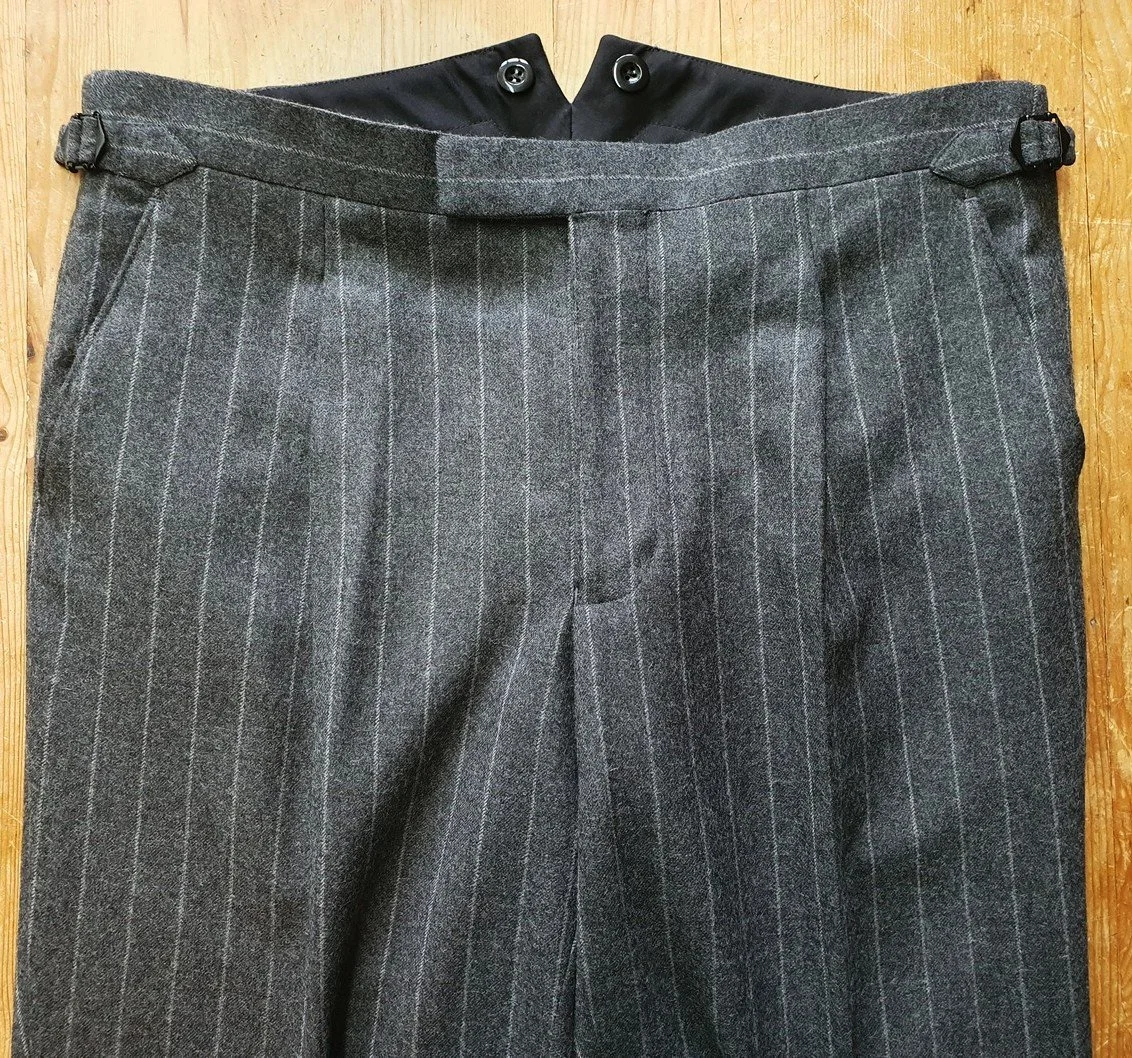 3 Piece Suit in Grey Flannel Chalk Stripe by HFW — TWEED ADDICT